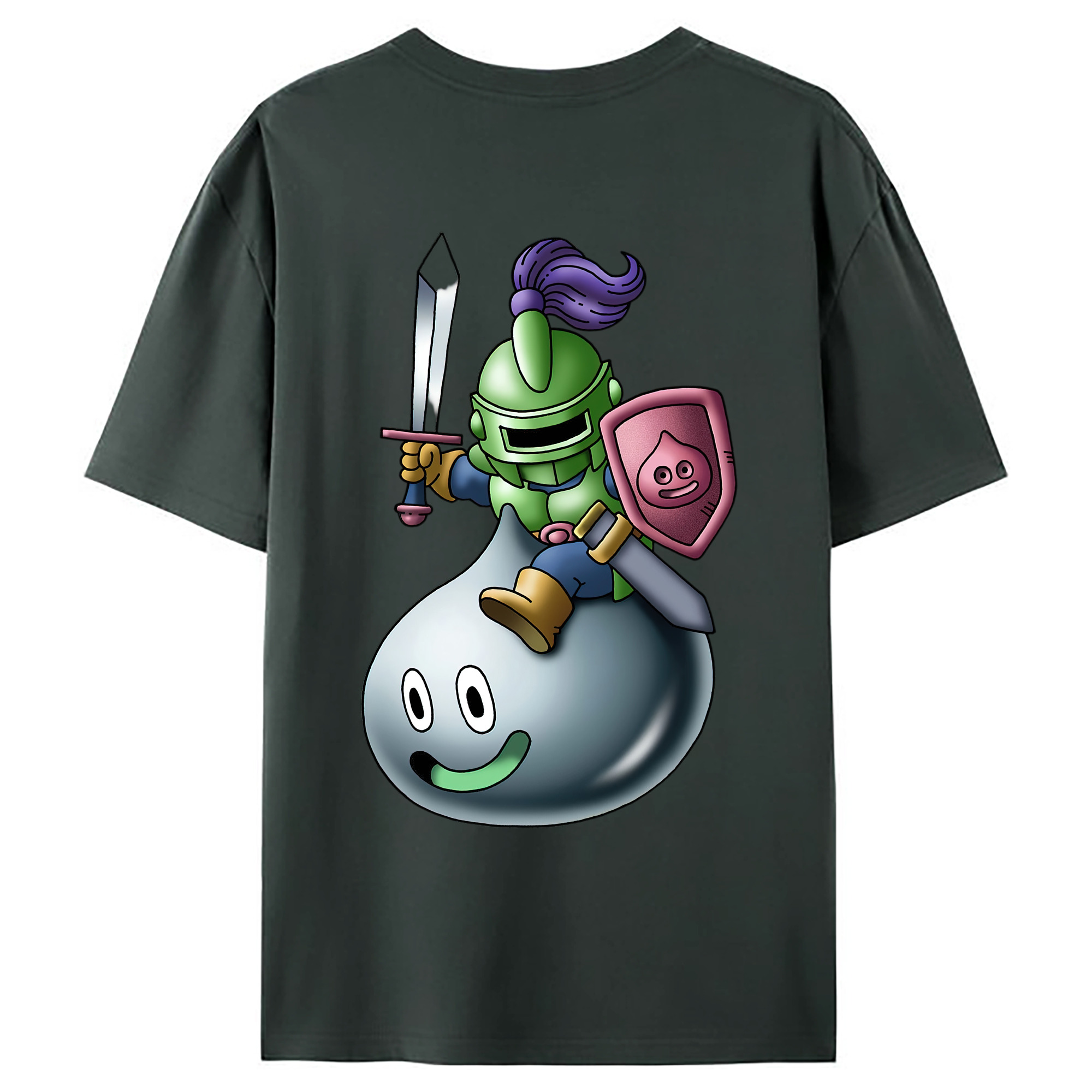 （画像用） ドラゴンクエスト Doragon Kuesuto Dragon Quest 綿100％ メンズ半袖Tシャツ（バックプリント） 通気性